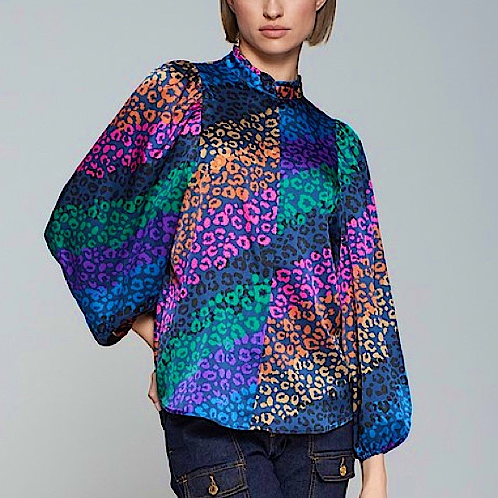 Vilagallo Multicolored Animal Print Blouse
